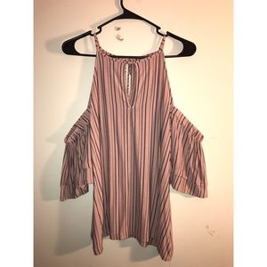 Striped Open Shoulder Top